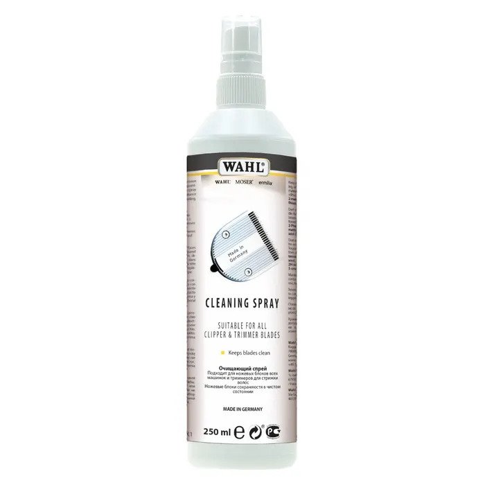 Køb Wahl Cleaning spray, en spray til at rense skær. Slip for slæbet. Klik her og bestil i dag – Vi leverer i løbet af 1-3 dage. Fragtfrit fra kun 499.-
