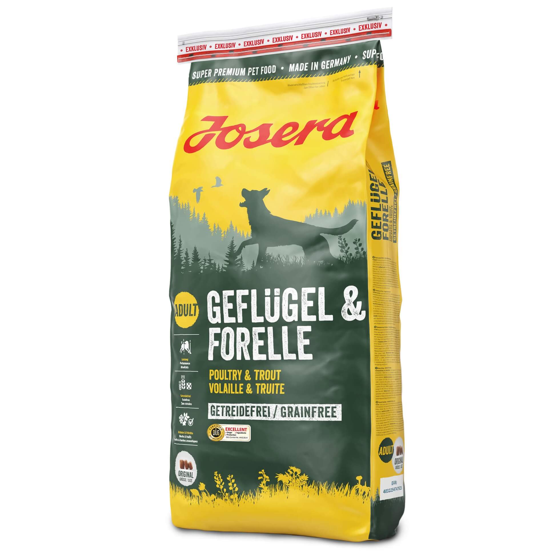 Josera Geflügel & Forelle - Hundefoder med fjerkræ og laks til den aktive hund