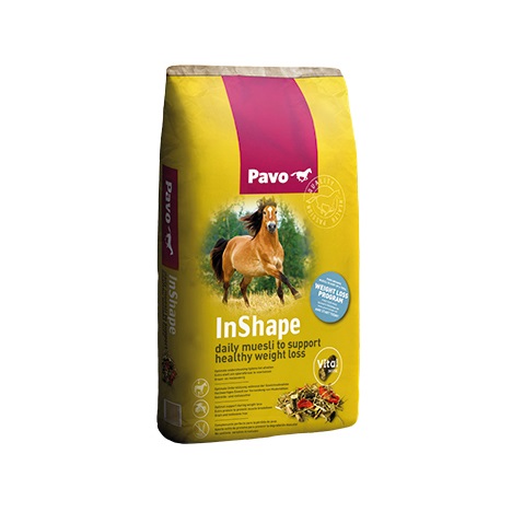 Køb Pavo InShape - Optimalt foder til forløb med vægttab hos heste | Bestil i dag – Levering i løbet af 1-3 dage. Fragtfrit fra kun 499.- til pakkeshop.