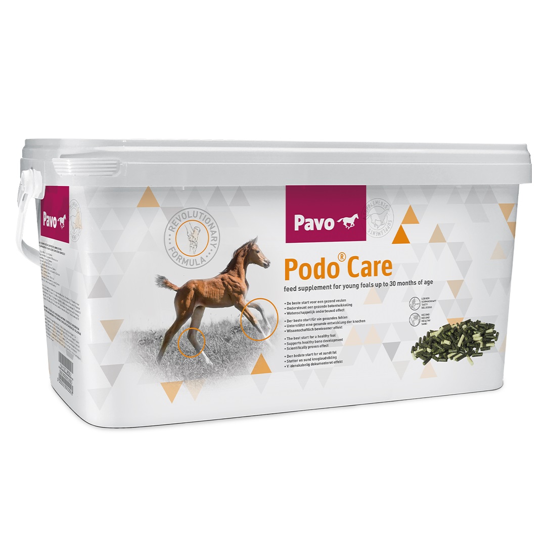 Køb Pavo Podo®Care, et mineraltilskud som understøtter sund knogleudvikling hos føl – Vi leverer i løbet af 1-3 dage. Fragtfrit fra kun 499.- til pakkeshop