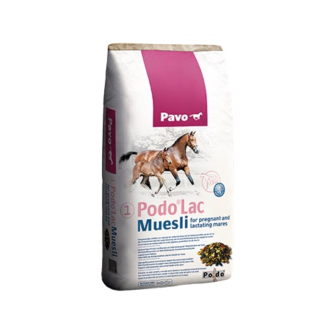 Køb Pavo Podo®Lac Muesli - Müslifoder til optimal fodring af avlshoppe | Bestil i dag – Levering i løbet af 1-3 dage. Fragtfrit fra kun 10 sække!